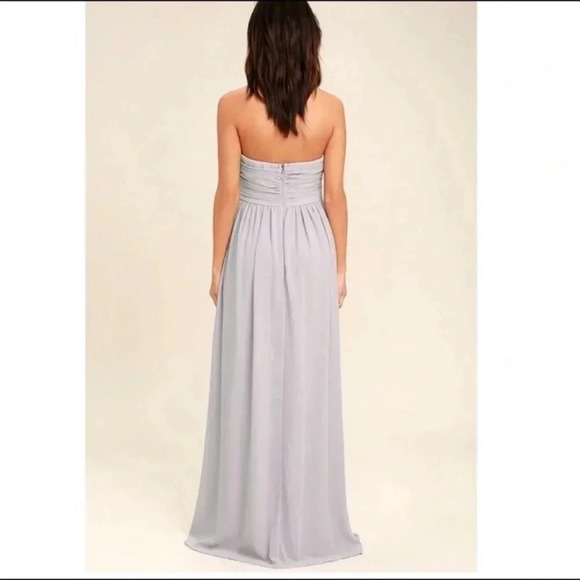 NWOT Lulu’s Moonlight Serenade Gray Strapless Maxi Dress with Slit Size Large - Picture 2 of 6